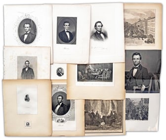 Superb Dealer’s Lot Collection of 59 Lincoln Engravings