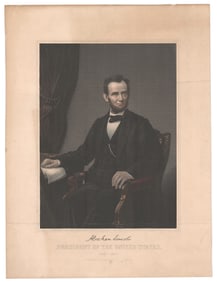 Large Lincoln Tinted Engraving by Perine, New York