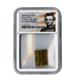 Abraham Lincoln Wood from "Lincoln's Log Cabin" CAG Encapsulated