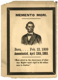 Abraham Lincoln Memento Mori Broadside, Scarce