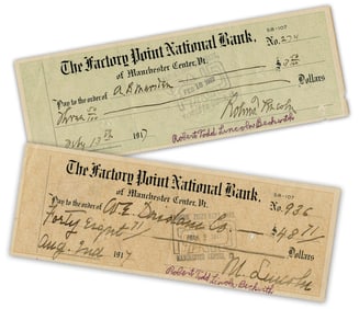 Abraham Lincoln's Family Members R.T. Lincoln, M.H. Lincoln & R.T.L. Beckwith Signed (2) Checks