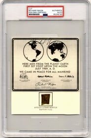 Richard Nixon Signed Moon Landing Plaque with Apollo Lunar Module Kapton Foil, PSA Encapsulated