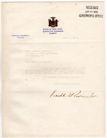 Franklin D. Roosevelt Writes to Fellow Governor of Pennsylvania