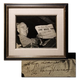 Dewey Defeats Truman! Large Truman Signed Photo, Most Iconic Newspaper Error of All Time,