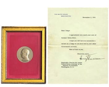 Truman Inaugural Medal & TLS to DC Attorney