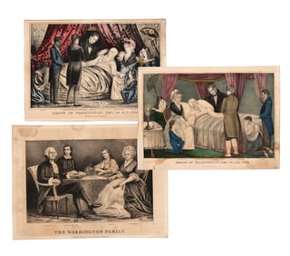 3 George Washington Engraving of His Family & Final Moments
