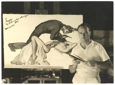 Artist McClelland Barclay Superb Signed Photograph of His Work