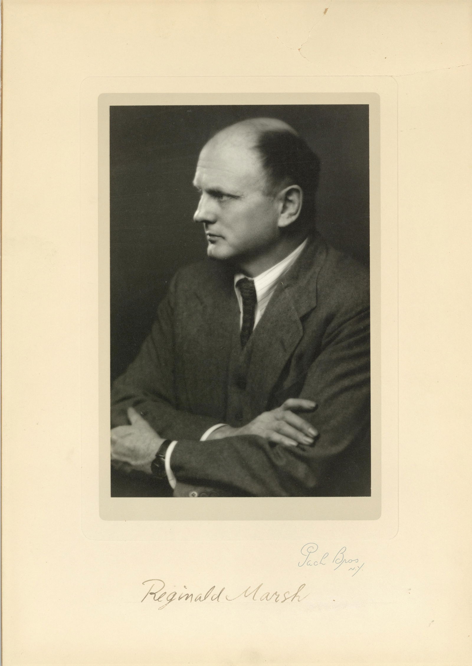 Reginald Marsh Signed Pach Brothers Photo - Renowned Painter of New York: Reginald Marshn.p., n.d.Reginald Marsh Signed Pach Brothers Photo - Renowned Painter of New YorkSigned photographA fine signed photographic portrait of Marsh in a waist, up, pose by the acclaimed New