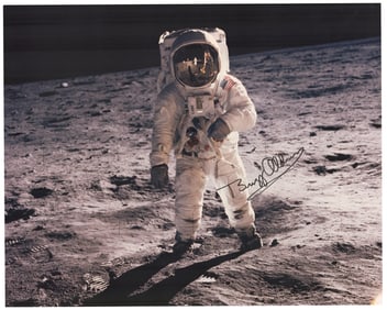 Buzz Aldrin First Lunar Landing Signed Photo - Oversize and Spectacular!