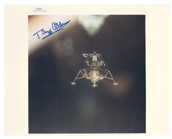 Buzz Aldrin Apollo 11 LM Signed Photo, NASA Blue Number
