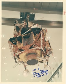 Buzz Aldrin Signed Photo LM-5, NASA Red-Number S-69-32396