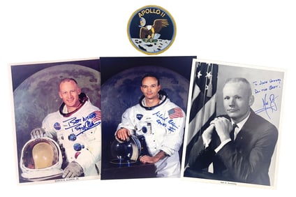 Apollo 11 Astronauts Signed Photos, Armstrong, Aldrin & Collins, with Michael Collins COA