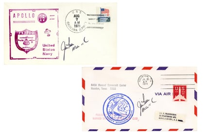 Jim Irwin Apollo 15, Two Signed Postal Covers