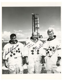 Apollo 17 Crew Signed NASA Photo - Schmitt, Evans and Cernan