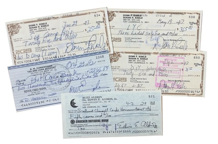 Aldrin, Cunningham, Eisele Check Group of 5 - Great Dealers Lot!