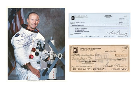 Gerald Carr and Charles Conrad Signed Checks - with Bonus Carr SP!