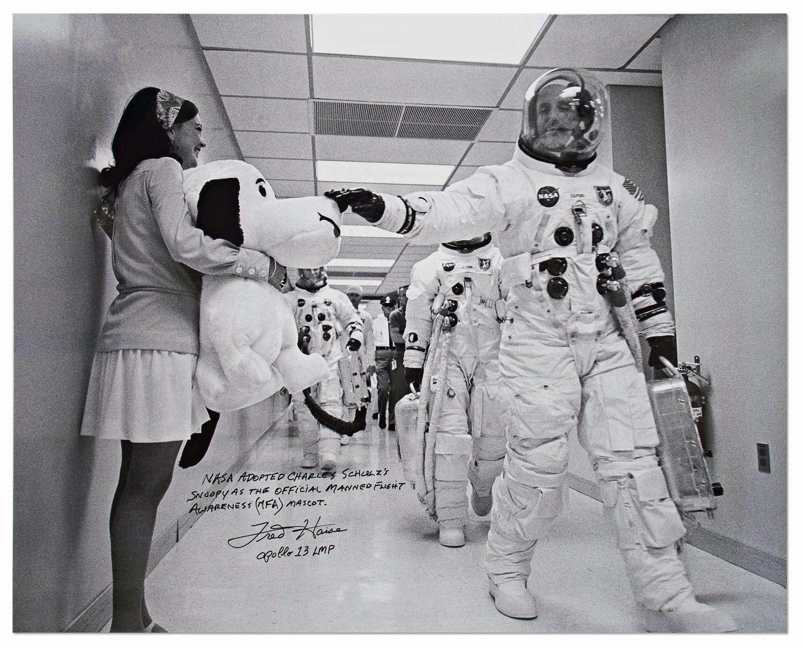 Fred Haise Large Signed Snoopy as Mascot Photo (1 of 2)