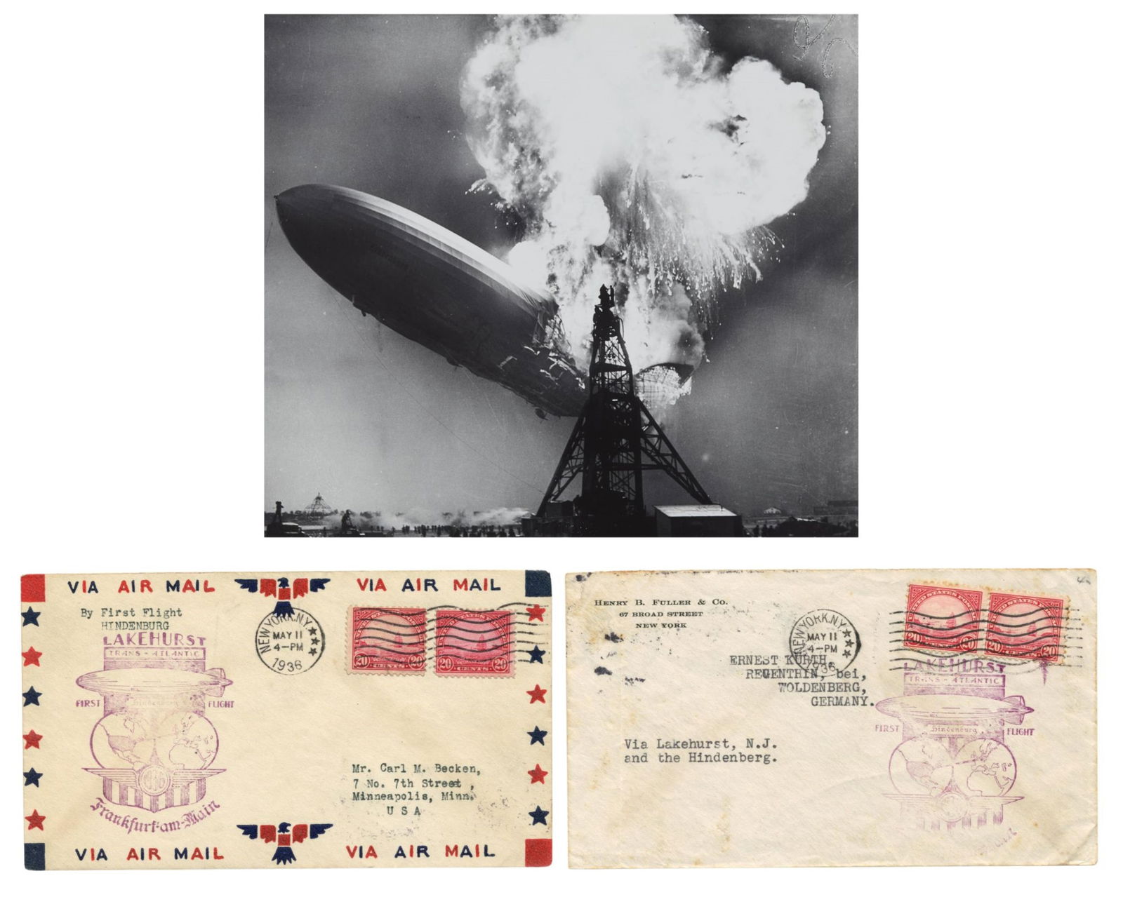 Flown Hindenburg Covers on First Flight! (1 of 3)
