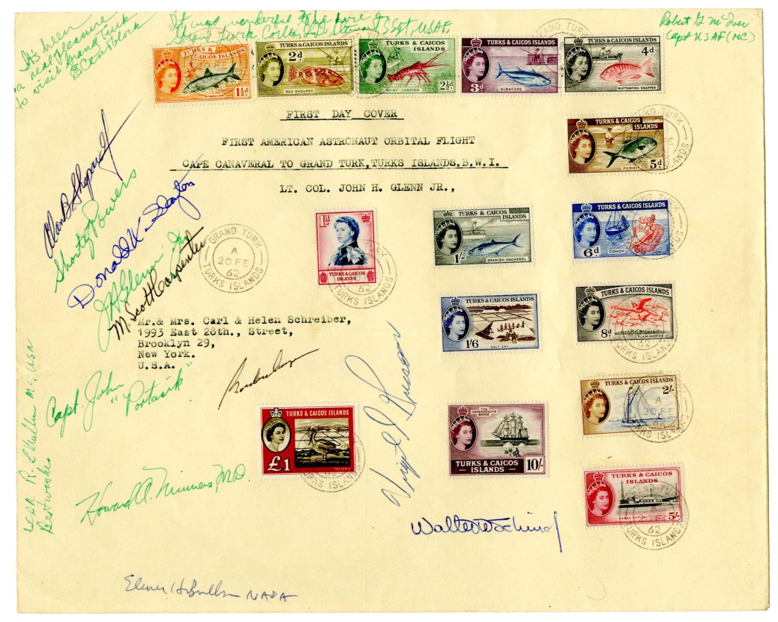 Mercury 7 Full Crew Signed after Splashdown of 1st Orbital Flight, The Dawn of the American Space (1 of 3)