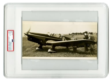 Charles & Anne Lindbergh Landing in Prague ca. 1938, PSA Type I