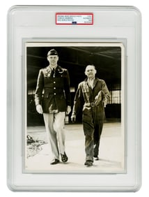 Charles Lindbergh Original Press Photo Visiting Friend at St. Louis Airport, PSA Type I