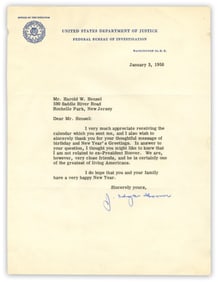 Hoover on Hoover! J. Edgar TLS on Herbert Hoover: "…I am not related to ex-President Hoover"