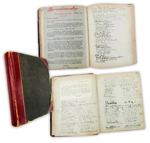 Adventurer's Club of New York 300p Signed Record Book From Monthly Dinners, 1920-1932, Thousands of