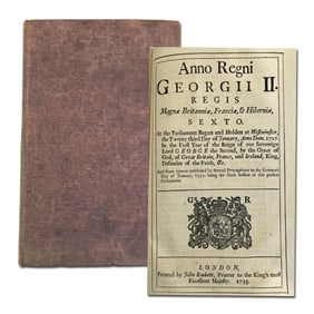 Establishment Act of Colony of Georgia, 1733, Bound With Four Additional Acts, Ex-Forbes