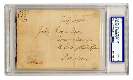 A. Hamilton PSA MINT 9 Free Frank, "Treas'y Dept" to RI Loan Commissioner Jabez Bowen