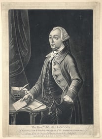 Superb Mezzotint: The Honble John Hancock, of Boston in New England, President of the American