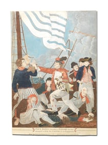 Dramatic Hand-Colored Engraving of John Paul Jones Shooting One of his Own Men for Attempting to