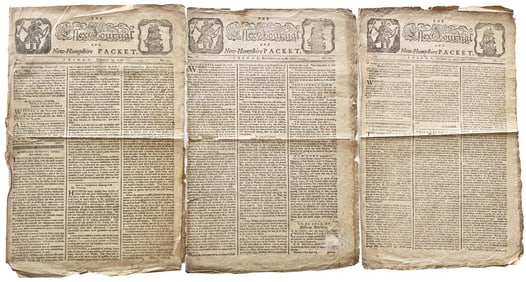 Essex Journal Masthead by Paul Revere and Great Revolutionary War Content 3 Issues