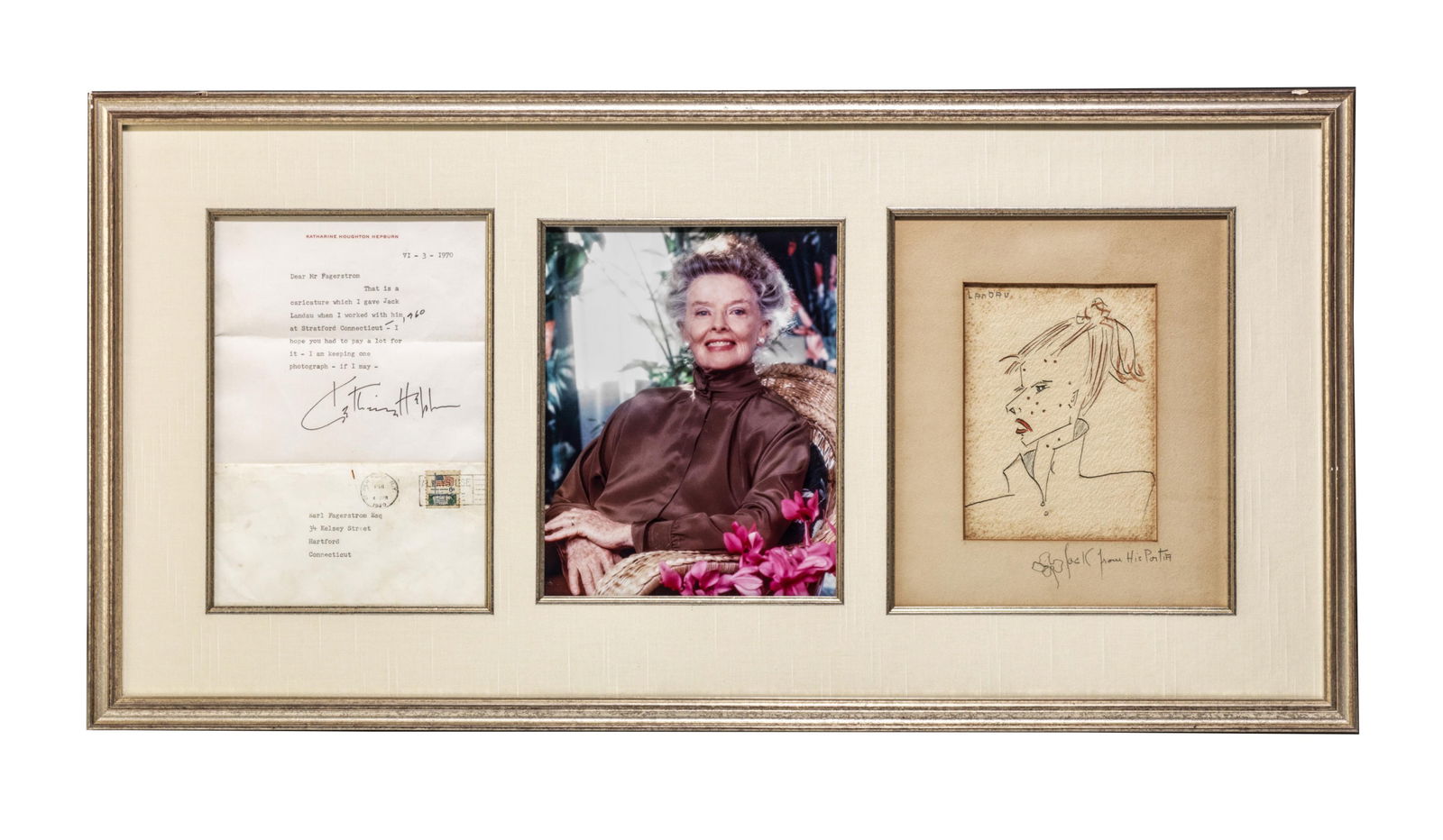 Katharine Hepburn Superb Inscribed Self-Portrait, Attractively Framed With Signed Presentation (1 of 5)