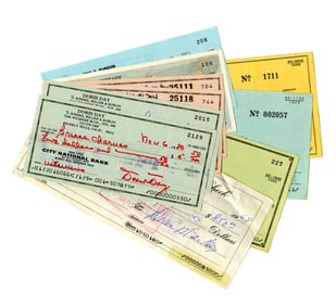 Collection of 10 Checks Signed by Musicians: Doris Day, Dean Martin, Bobby Vinton and More!