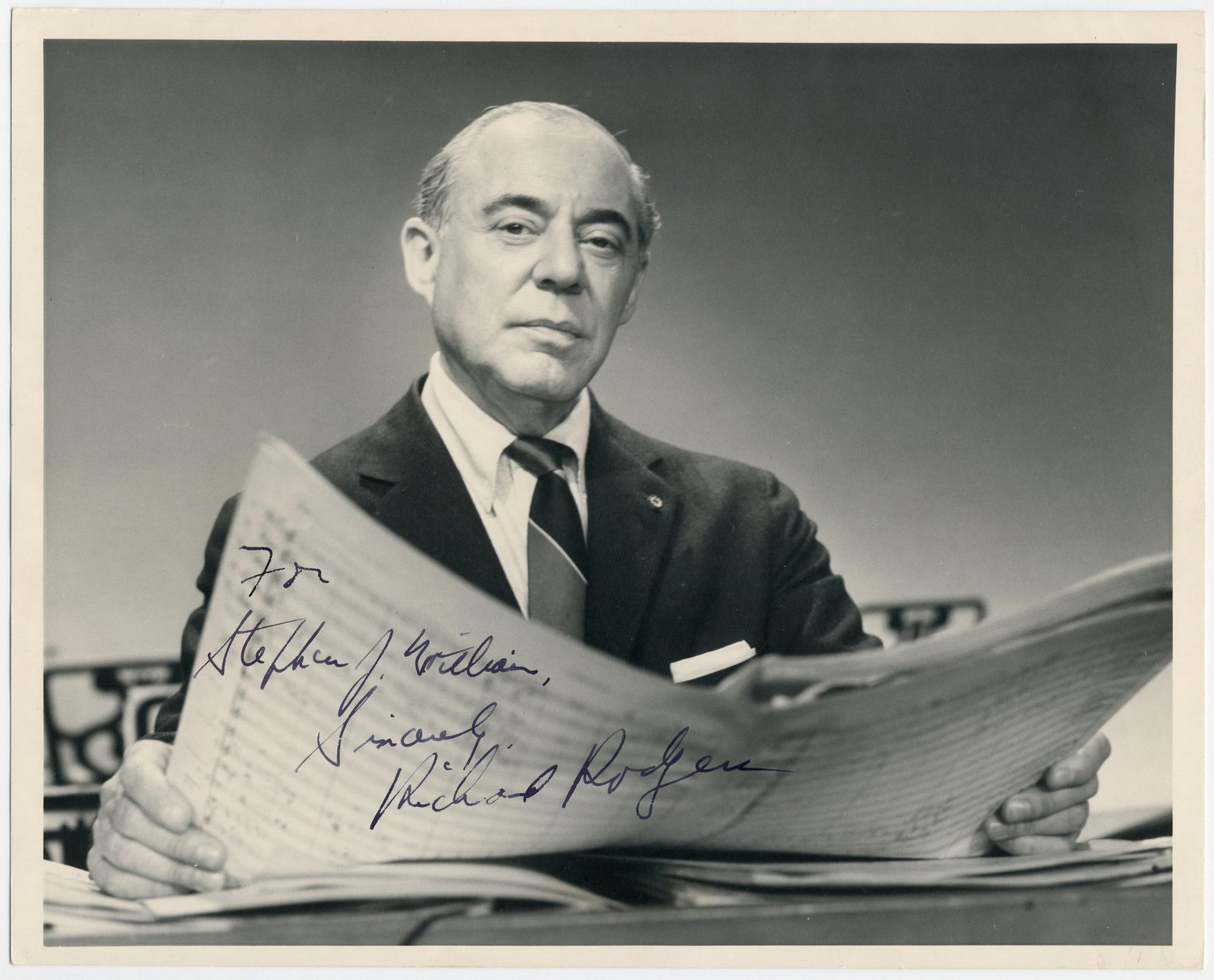 Richard Rodgers Boldly Signed Photograph Dated 1 Year After Composing Broadway's "Do I Hear a (1 of 3)