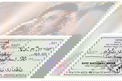 Gene Wilder Signed Check - Star of Blazing Saddles, Willy Wonka and The Producers