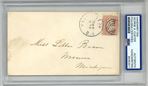 George Custer Handwritten Envelope to His Future Wife, Libbie Bacon, PSA/DNA Authenticated - Three