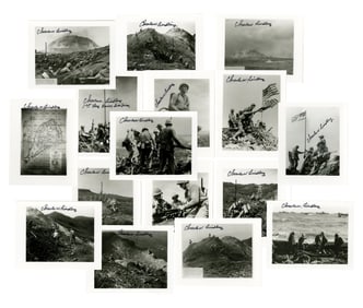 Charles W. Lindberg 16 Signed Photos from Iwo Jima