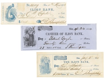 Samuel and Eliphalet Remington III Signed Check Collection