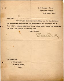 Father of Boy Scouts Robert Baden-Powell Thanks Correspondent for Information on His Former School