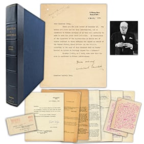 Winston Churchill TLS & Archive Re: German Surrender, U. S. and USSR, Fantastic!