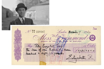 The Queen Mother Signed Check to Her Horse Trainer