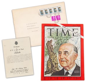 Francisco Franco Signed 1966 "Time" Magazine, "Spain Looks to the Future" Cover Story
