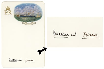 Perfect Charles & Diana Signatures on Queen Elizabeth's Letterhead - Gorgeous!