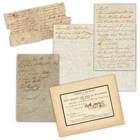 Duke of Wellington Archive, 4 Pcs, Including Autographed Letter & Guest List, Ca. 1841-1852