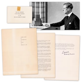 Edward, Duke of Windsor Signed Official Transcript of December 11, 1936 BBC Radio Farewell Address