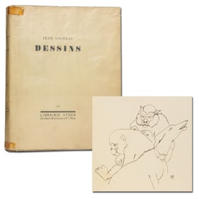 Jean Cocteau "Dessins" With His Original Initialed Drawing, Most Desirable & Scarce!