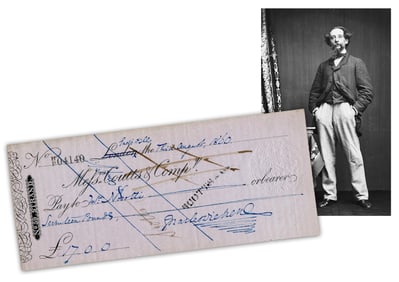 Charles Dickens Boldly Signed Check Dating Just Before "Great Expectations" Serialization