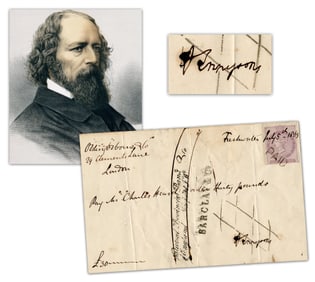 Alfred, Lord Tennyson Signed Check From Isle of Wight Retreat