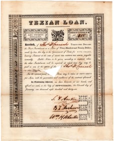 Stephen F. Austin Signs Texian Loan Certificate to Raise Support for Texas Revolution